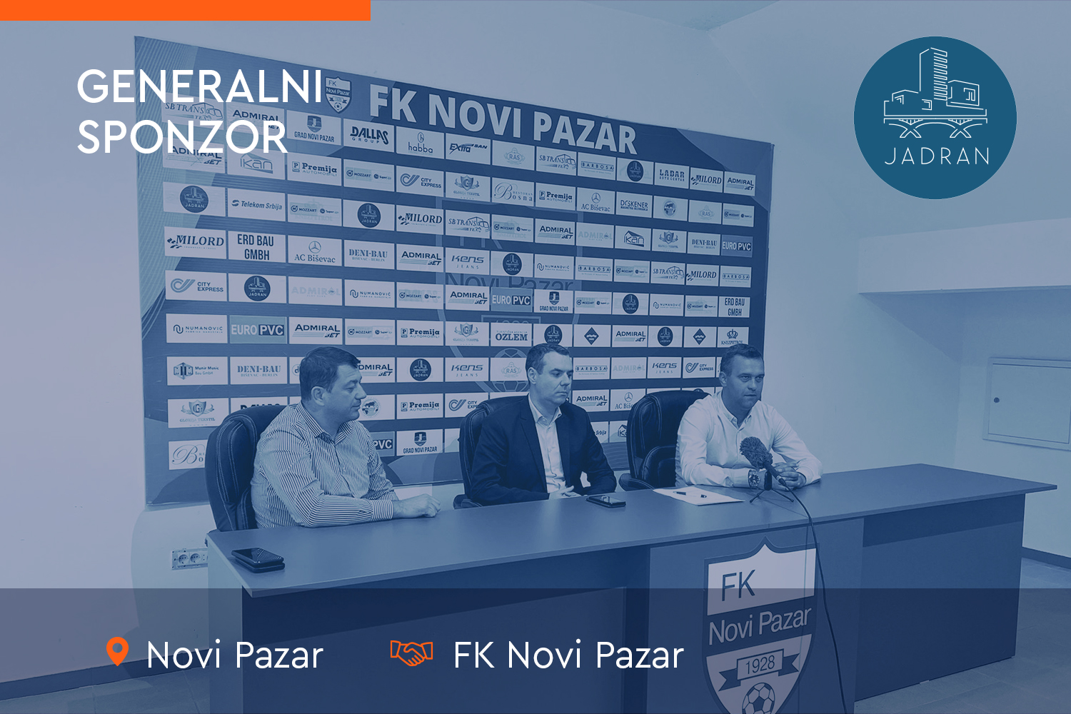 „Jadran“ postao generalni sponzor Fudbalskog kluba Novi Pazar - Jadran doo Beograd